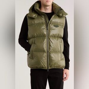 PURPLE BRAND Nylon Down Puffer Vest Olive Green Puffer Vest